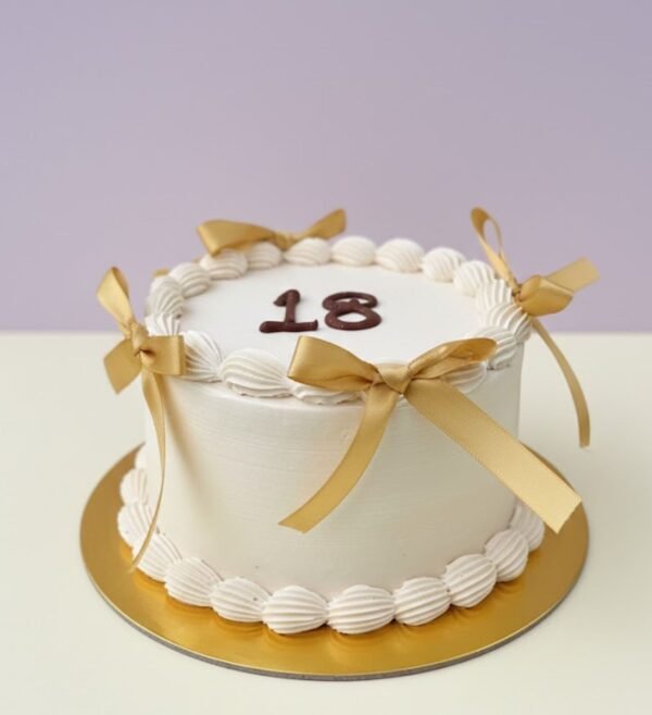 Classic Cream & Gold Ribbon Cake2