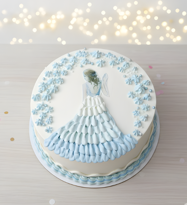 Blue Floral Gown Cake