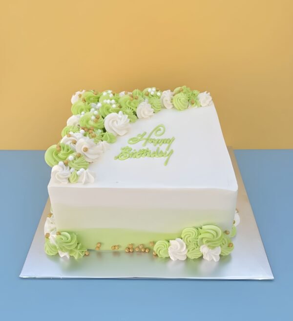 Square Spring Green Swirl Cake