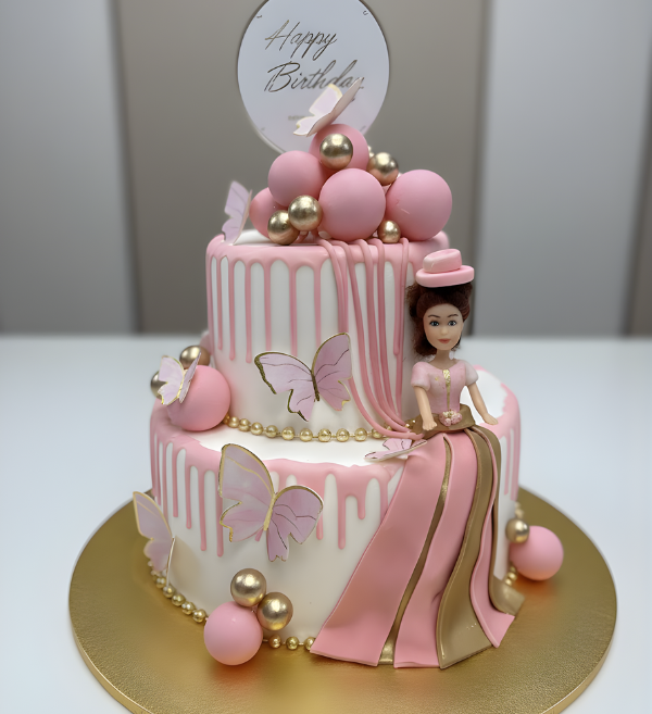 Whimsical Butterfly Princess Doll Cake