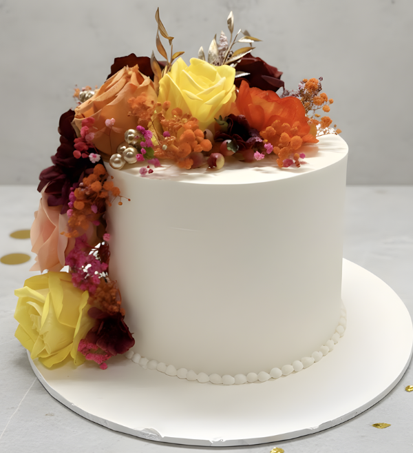 Autumn Harvest Floral Celebration Cake (1)