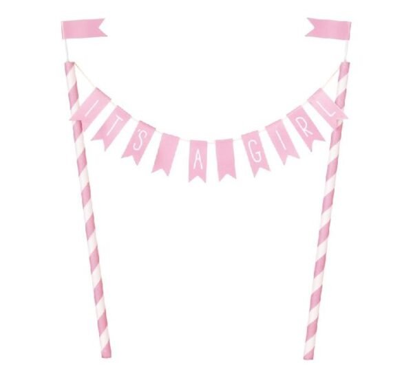 Pink & White "It's A Girl" Bunting Topper