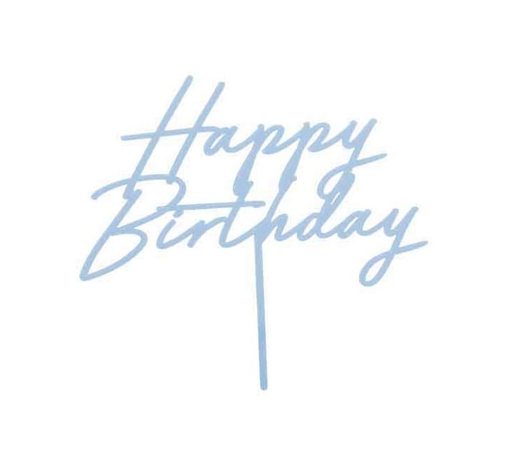 Misty Blue “Happy Birthday” Acrylic Topper