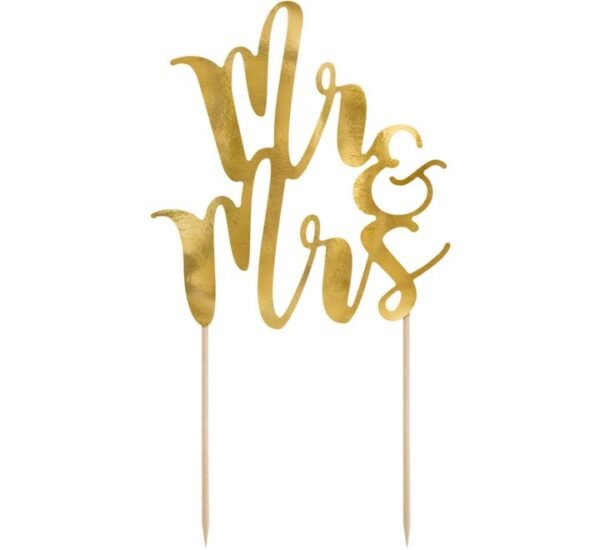 Gold "Mr & Mrs" Script Cake Topper