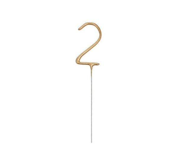 7in Gold Glitz Numeral Sparkler - Number 2