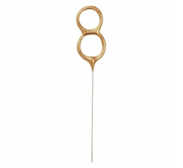 7in Gold Glitz Numeral Sparkler - Number 8