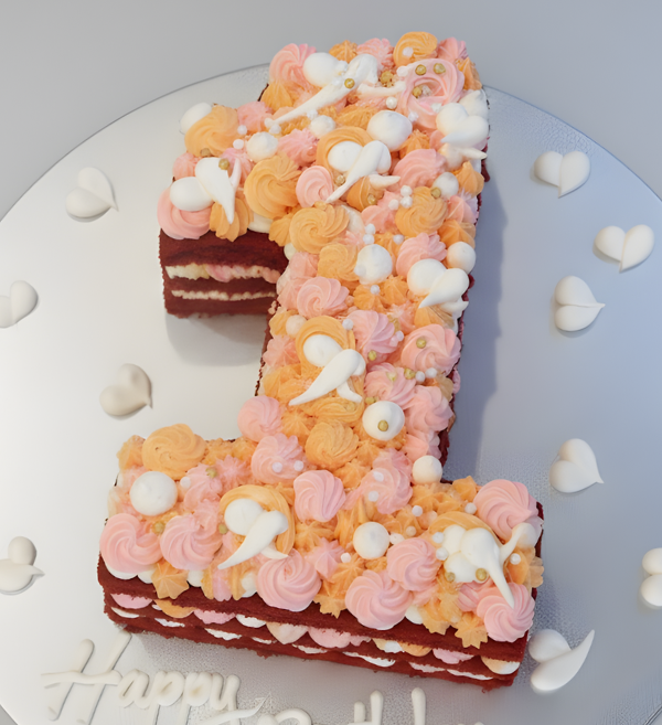 Peaches & Cream Number Cake