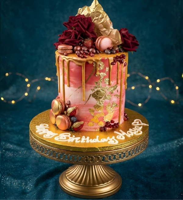 Rose Quartz & Gold Drip